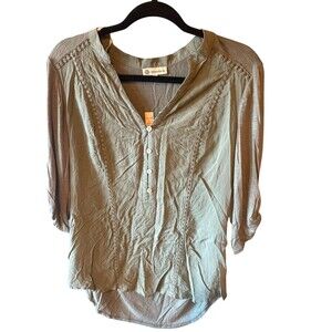 Ladies Democracy olive Green Top 3/4 Sleeve Stunning M NEW